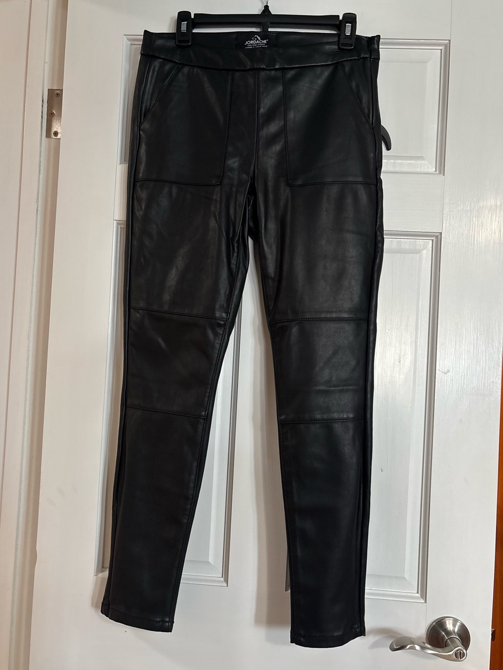 Jordache Black Faux Leather Moto Panel Leggings